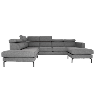 Helsinge U-sofa | Mørkegråt stof 